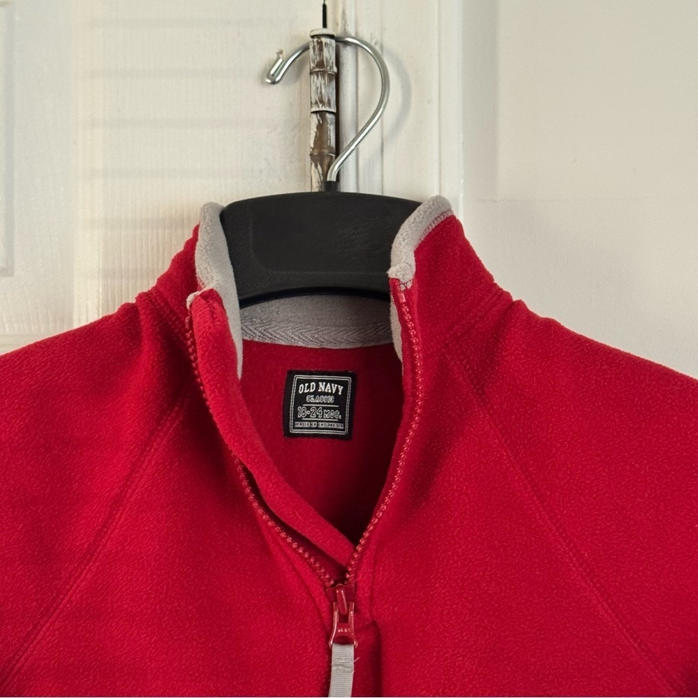 Old Navy Toddler 18-24M Red Fleece 1/4 Zip Pullover Sweater Top Soft Warm Cozy - Picture 5 of 10